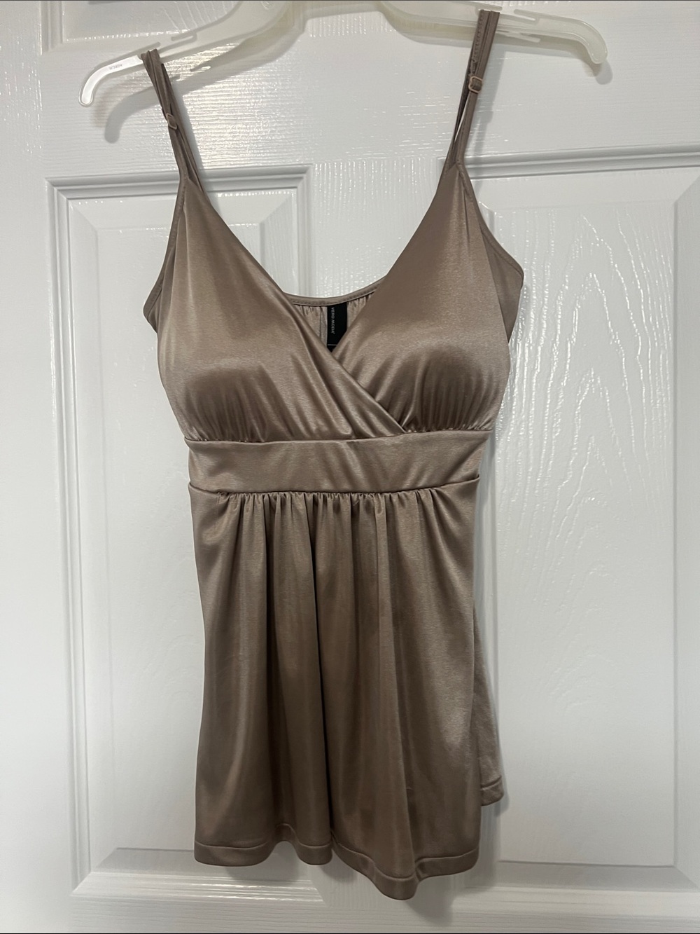 Satin-Look Taupe/gold Camisole Tank Top